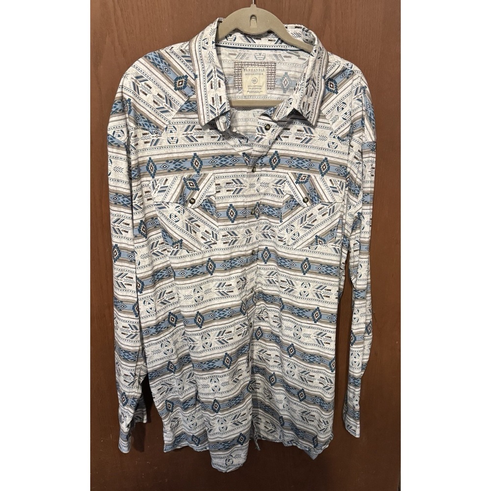 Panhandle Rough Stock Aztec Western Pearl Snap Long Sleeve Shirt Sz XXL Tub21